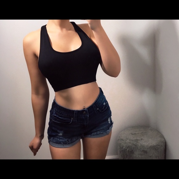 Katie Detailed Back Crop Top - Black - Picture 2 of 4